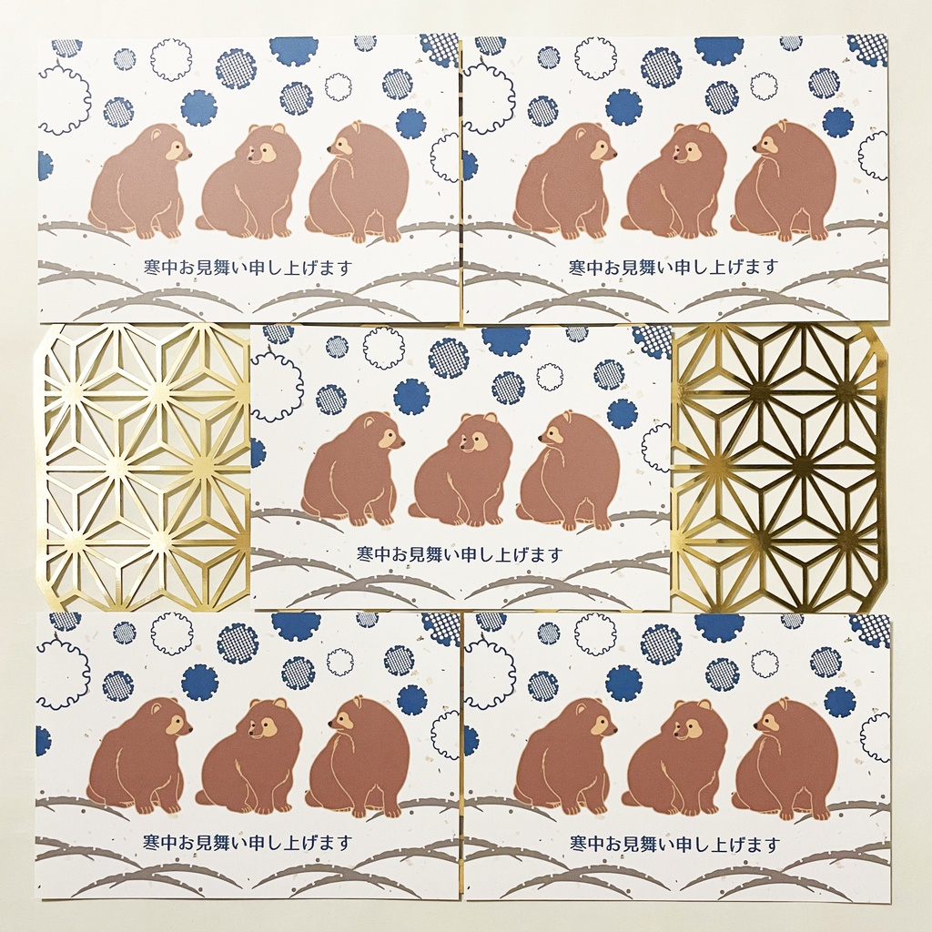 2026 雪輪狸 寒中お見舞い5枚セット お正月 新年 馬 午年 謹賀新年 賀正 迎春 日本 和 ポストカード 十二支 狐 狐の嫁入り