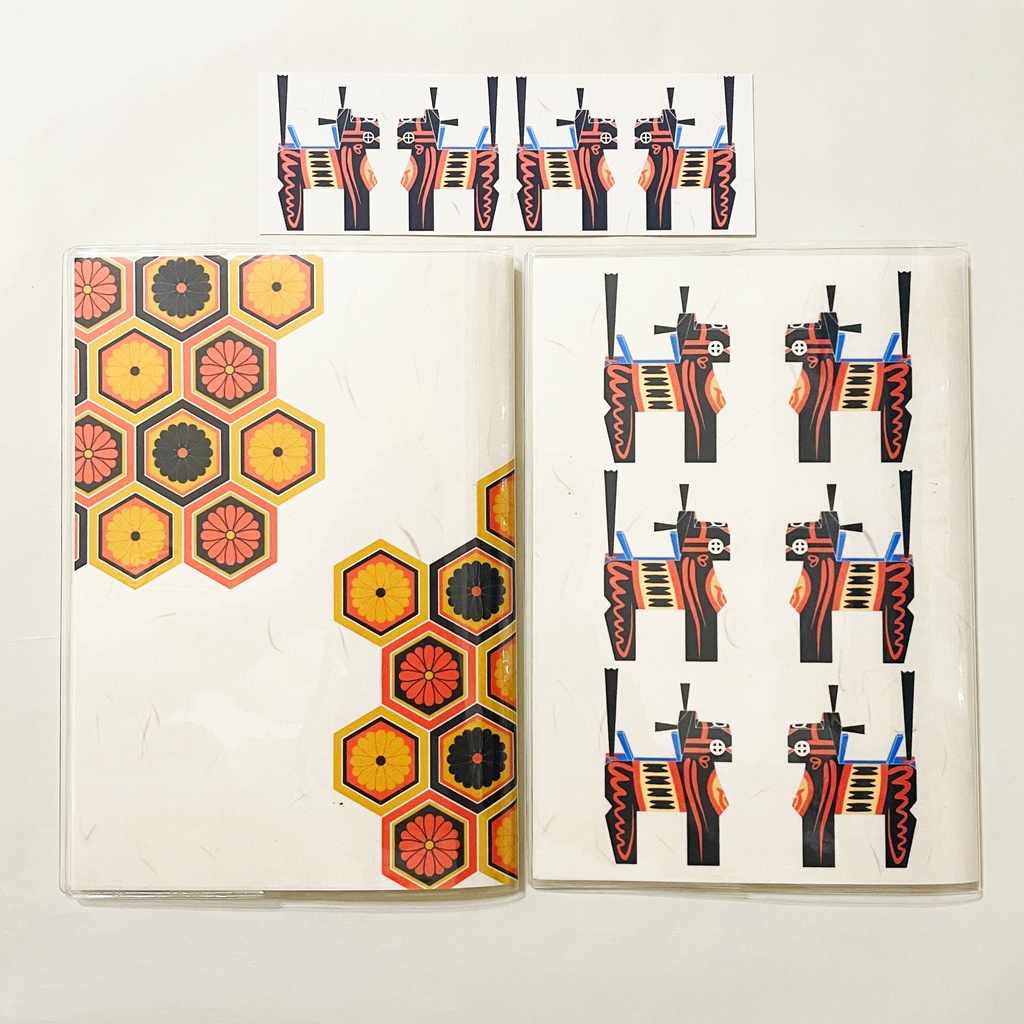 4月始まり 2026年 黒三春駒 スケジュール手帳 イラストカバー2枚 栞付き B6 午年 馬 十二支 民芸品