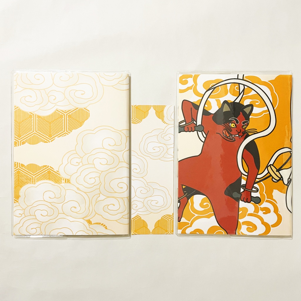 4月始まり 2026年 風神雷神猫又 スケジュール手帳 イラストカバー2枚 栞付き B6 午年 馬 十二支 猫 三毛猫 動物