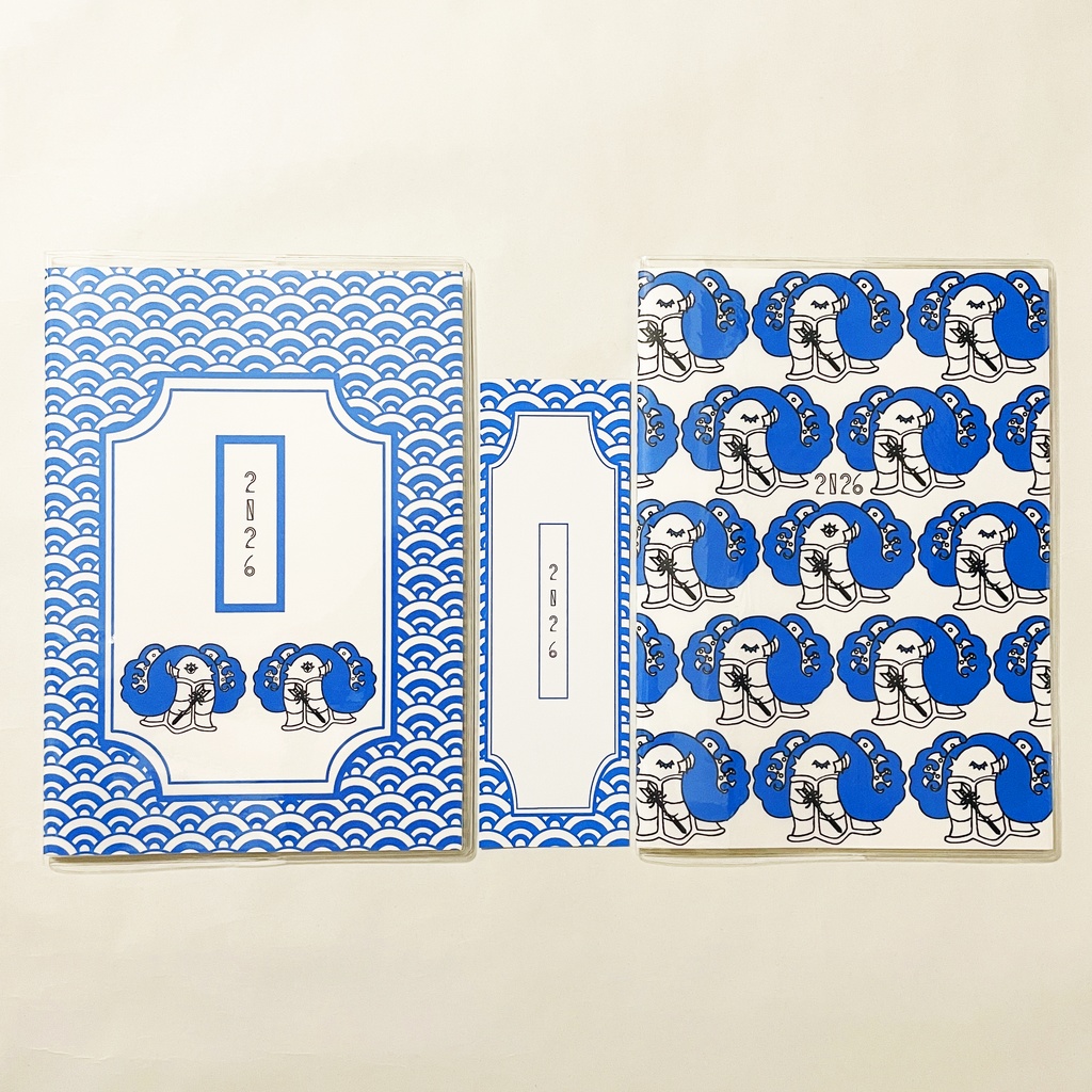 4月始まり 2026年 破魔矢アマビエ スケジュール手帳 イラストカバー2枚 栞付き B6 午年 馬 十二支 妖怪