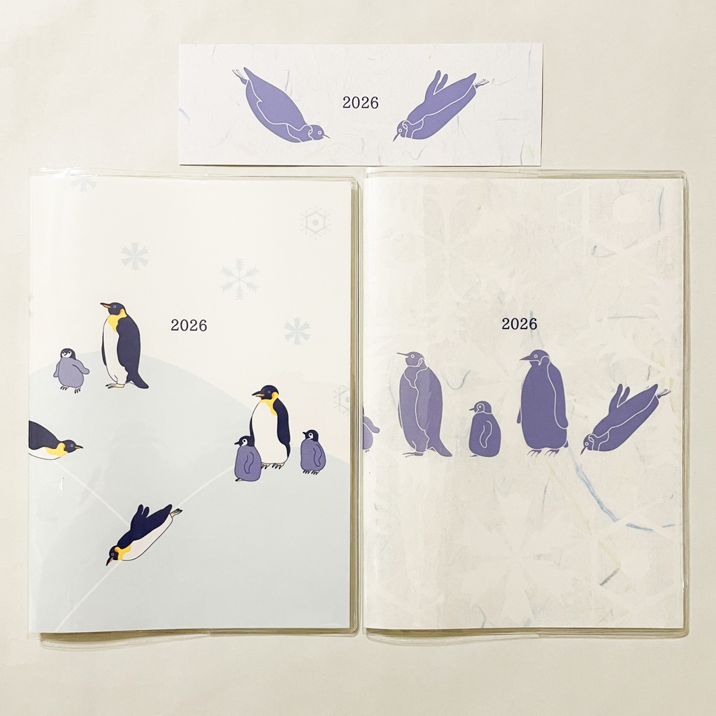 4月始まり 2026年 皇帝ペンギン スケジュール手帳 イラストカバー2枚 栞付き B6 午年 馬 十二支 ペンギン 動物
