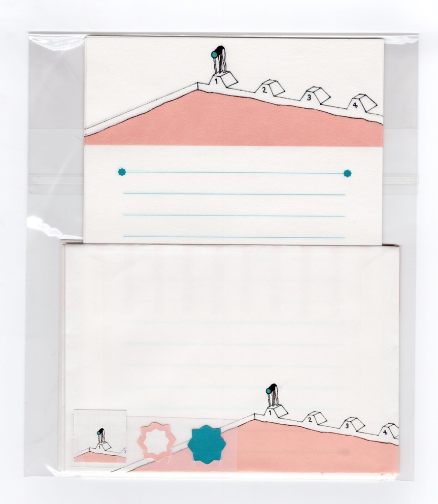 ★再販★ ピンクプール レターセット 水泳 水着 夏 シール 封筒