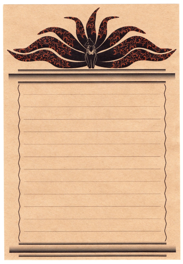 ★販売7回目★ 黒九尾の狐火 レターセット 稲荷神社 鳥居 日本 和 提灯 動物 シール 封筒 便せん 御朱印