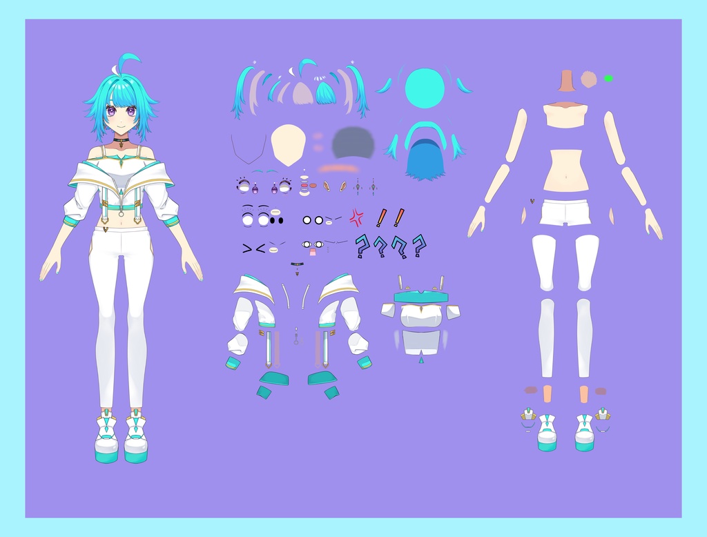 【Live2D練習用2】パーツ分け済PSD