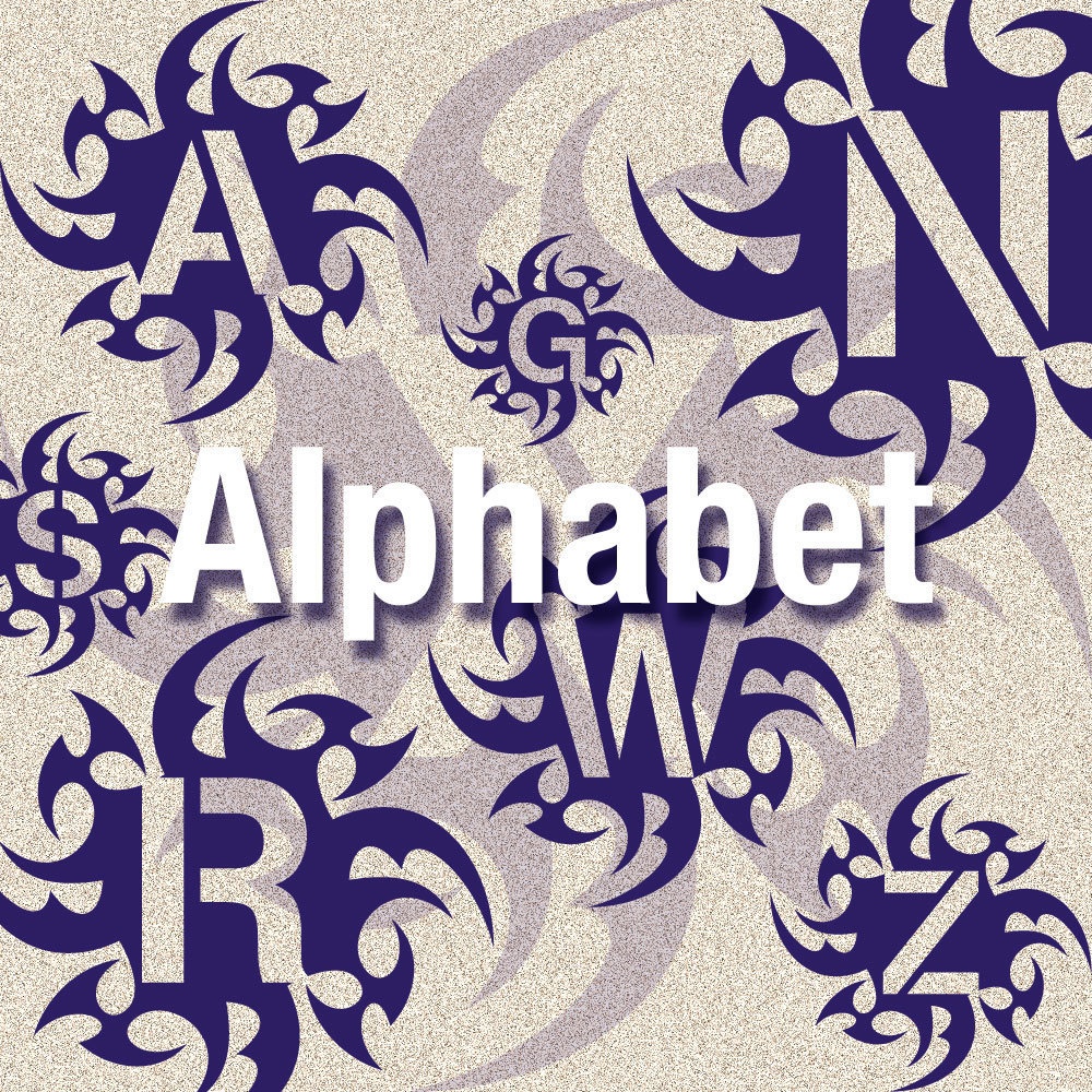 トライバル　アルファベット01　透過イラスト26文字 pngデータ