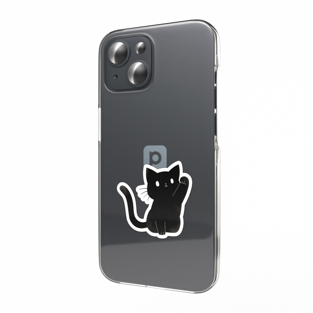 黒猫ジェミちゃんのちょこんとあいさつステッカー