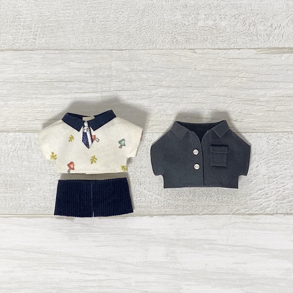ぬい服 シャツジャケットセット きのこ柄