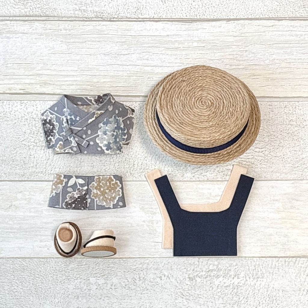 【再販】ぬい服 甚平セット 紫陽花