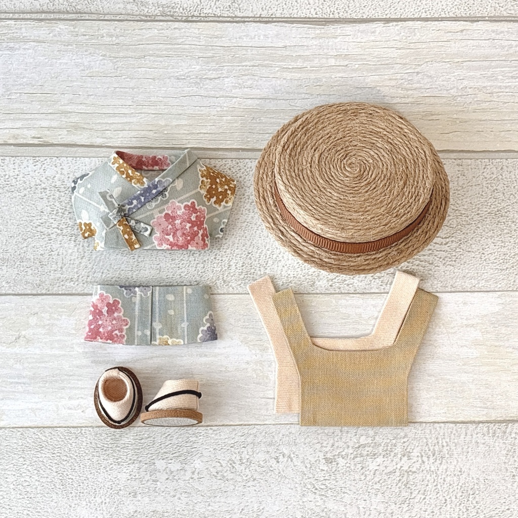 【再販】ぬい服 甚平セット 紫陽花