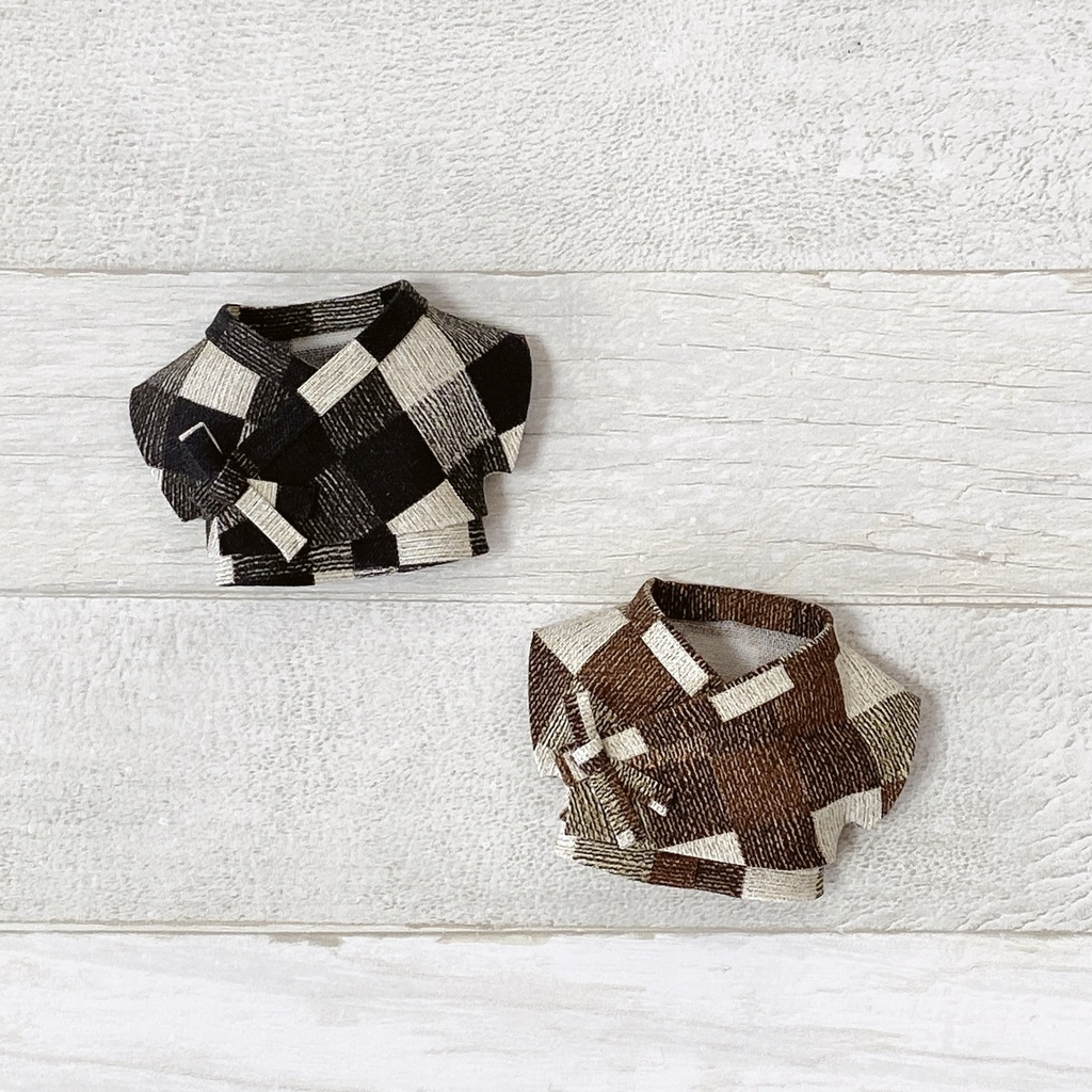 ぬい服 甚平セット 格子柄