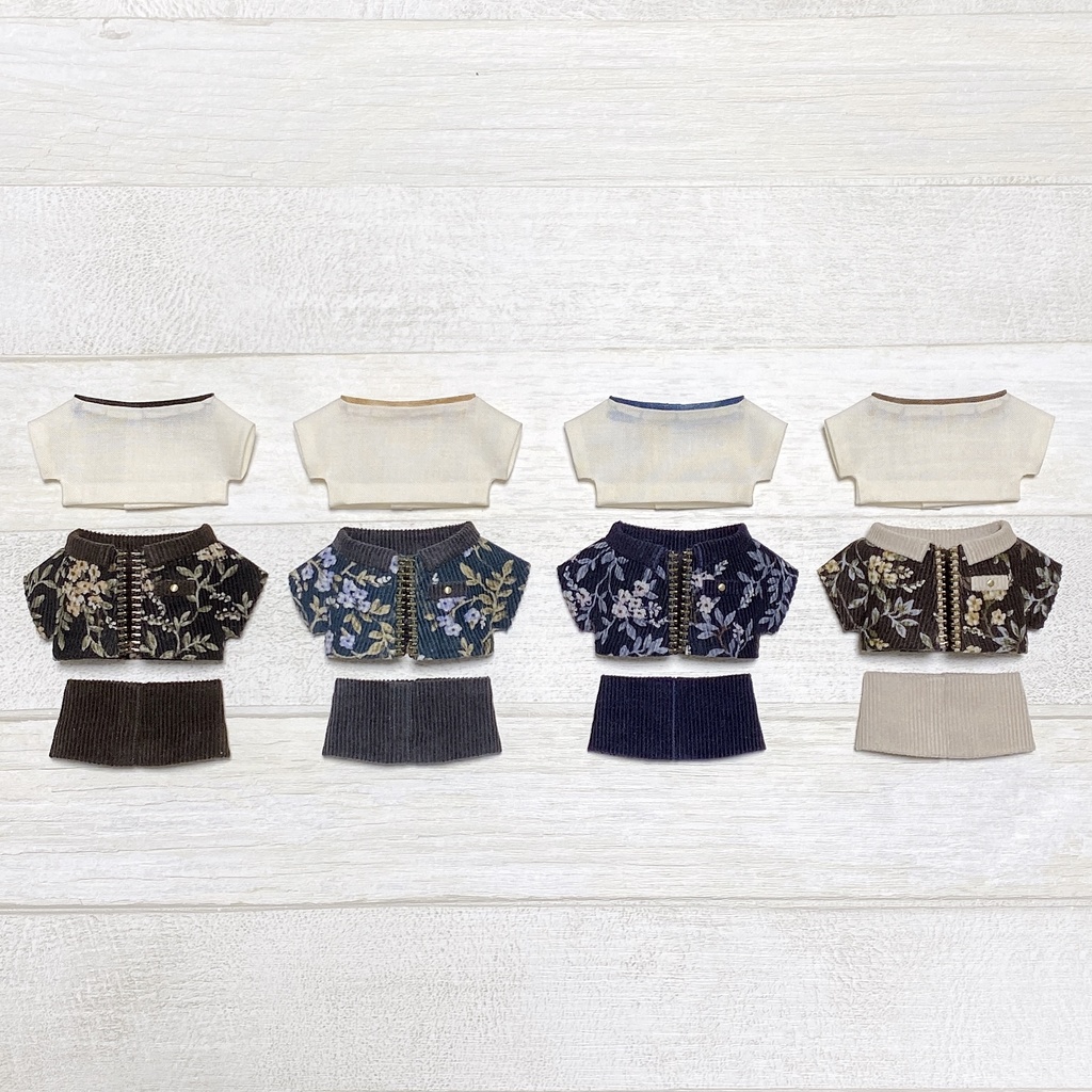 ぬい服 コーデュロイジャケットセット 花柄B