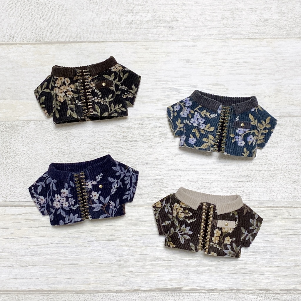 ぬい服 コーデュロイジャケットセット 花柄B