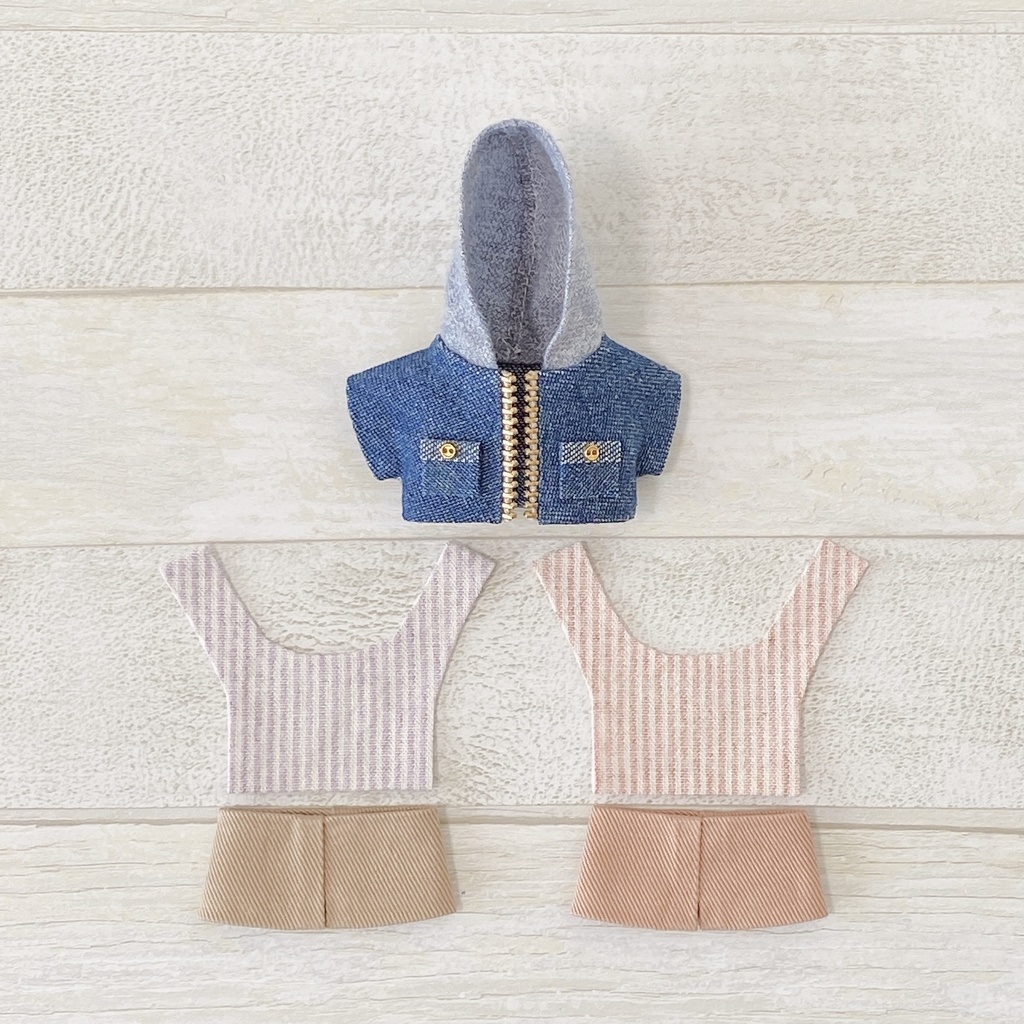 ぬい服 デニムパーカーセット【ブルー】チノパン