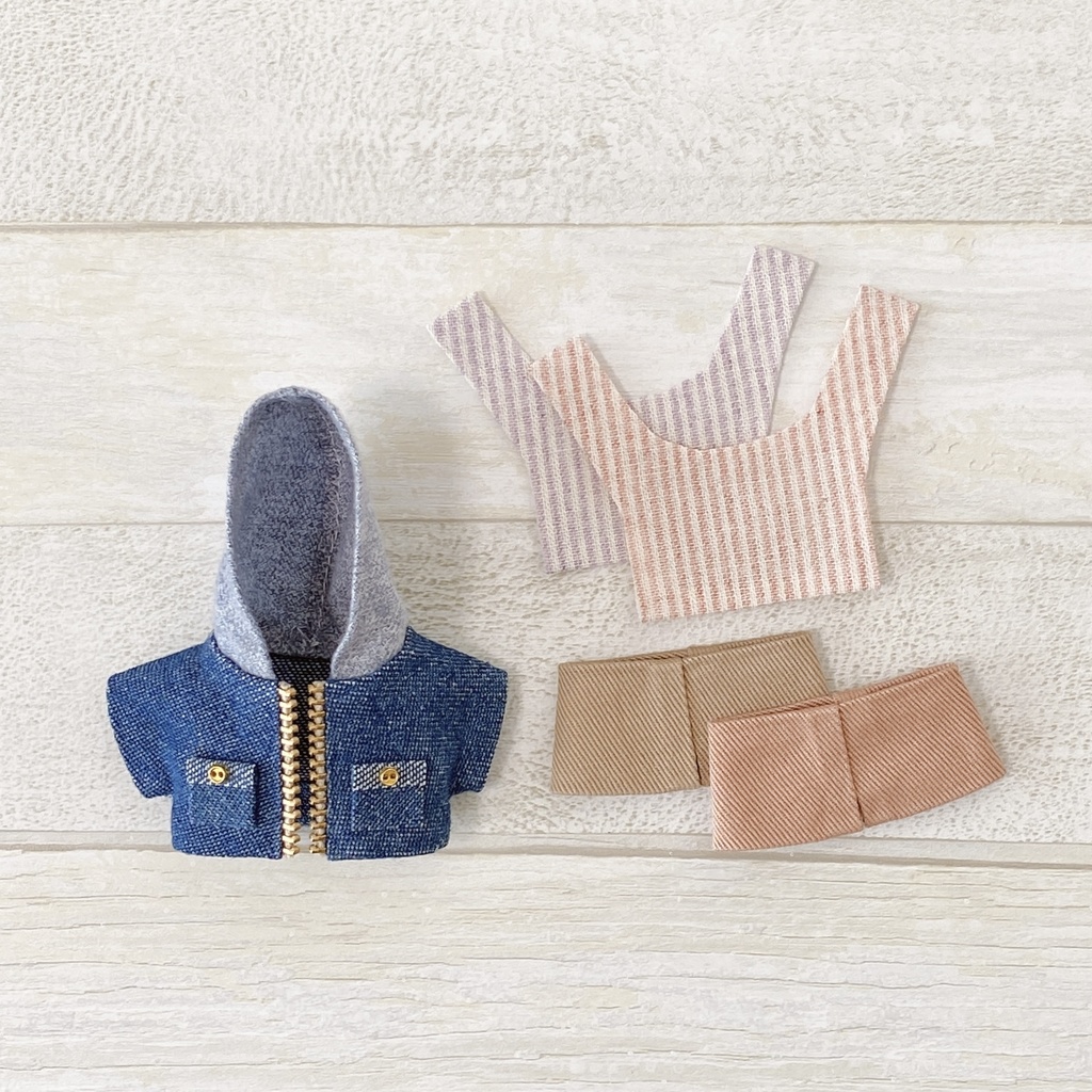ぬい服 デニムパーカーセット【ブルー】チノパン