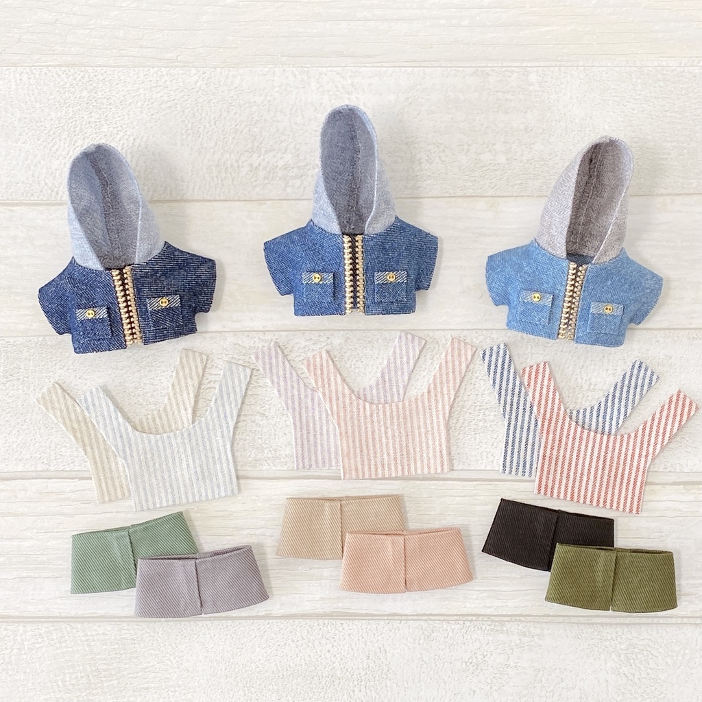 ぬい服 デニムパーカーセット【濃いブルー】チノパン