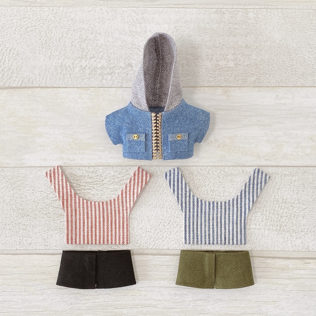 ぬい服 デニムパーカーセット【薄いブルー】チノパン