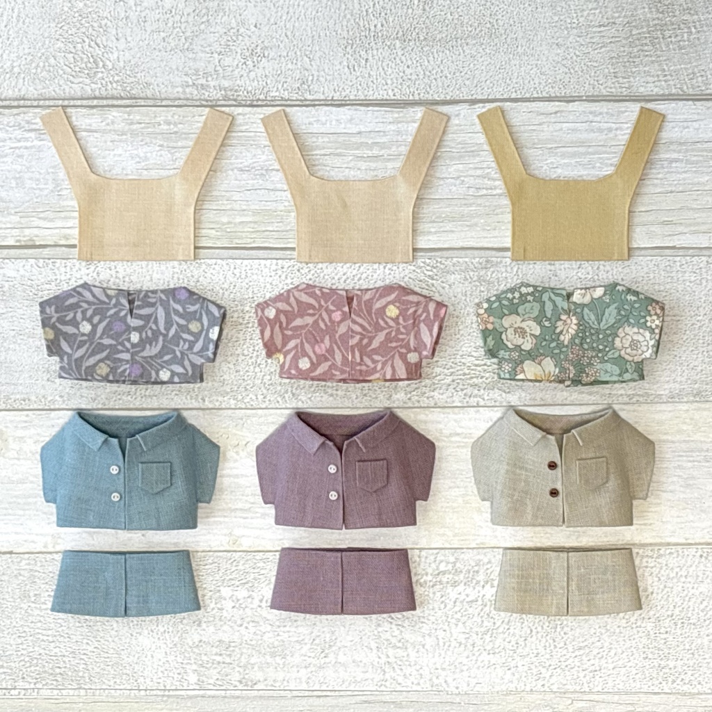 【再販】ぬい服 リネンシャツ セットアップ