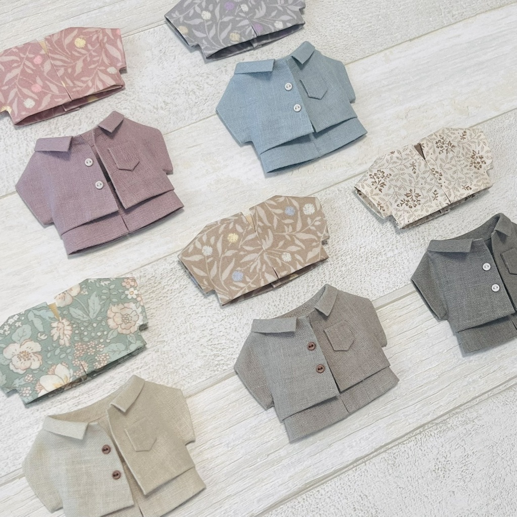 【再販】ぬい服 リネンシャツ セットアップ