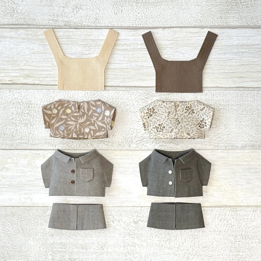 【再販】ぬい服 リネンシャツ セットアップ