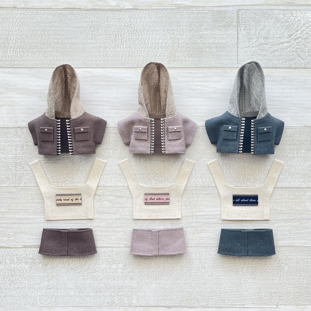 ぬい服 くすみパーカーセットアップ