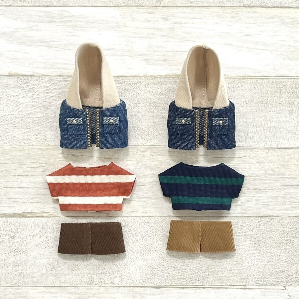 ぬい服 デニムベストパーカーセット