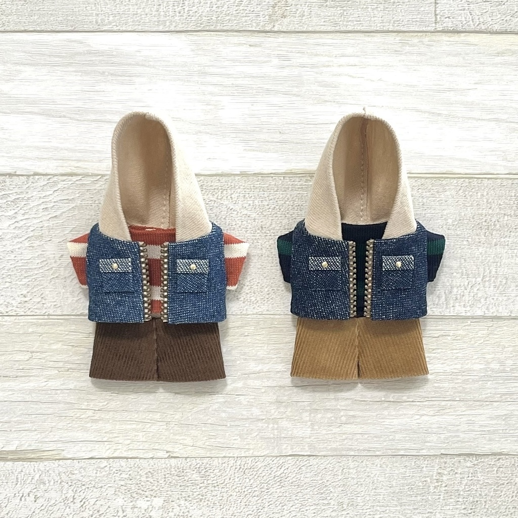 ぬい服 デニムベストパーカーセット