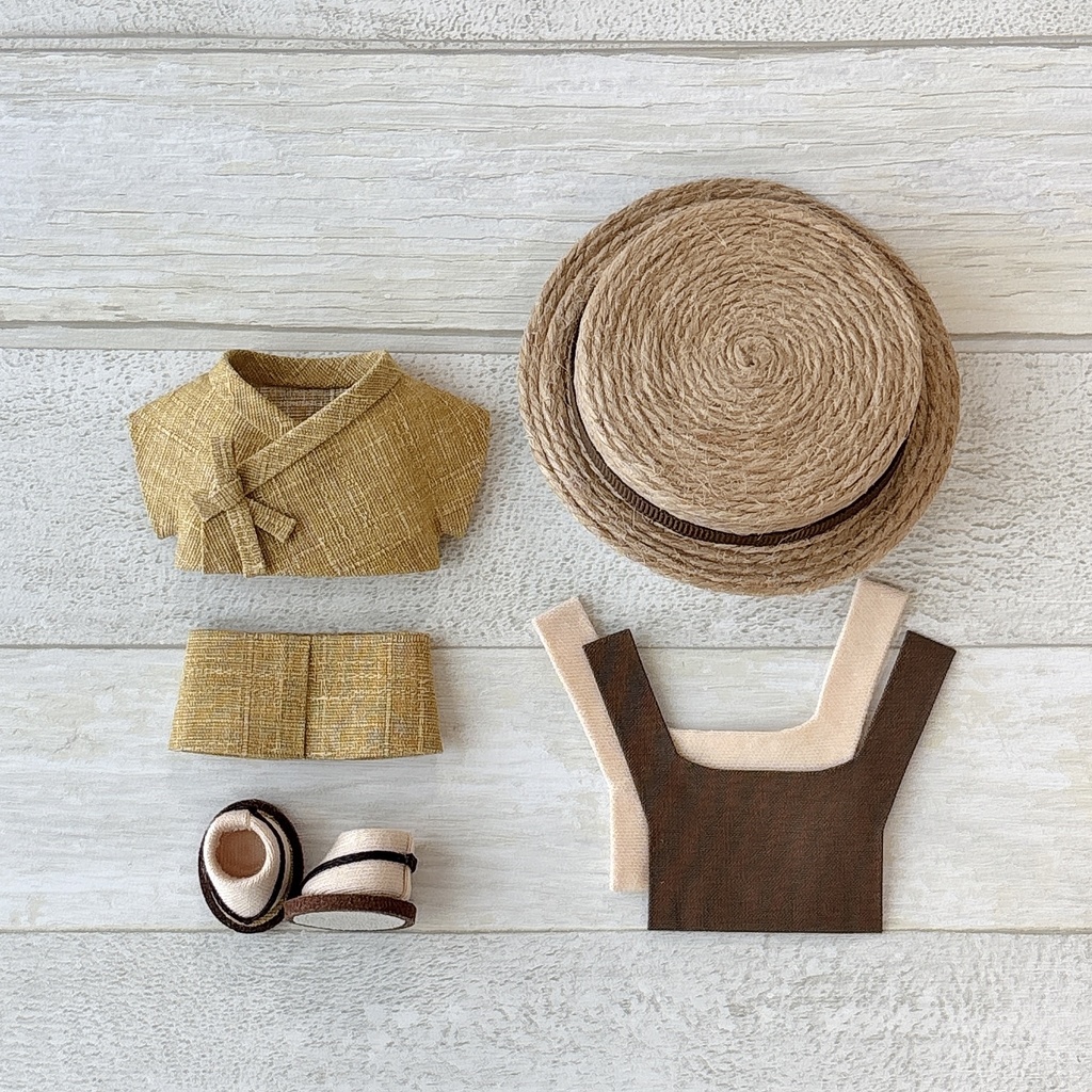 ぬい服 甚平セット 和風無地