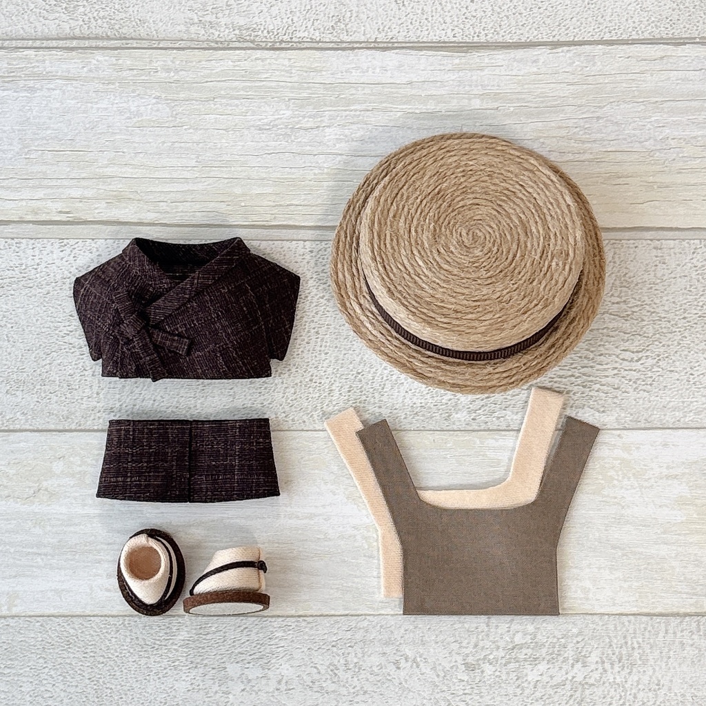 ぬい服 甚平セット 和風無地