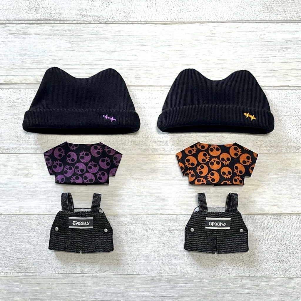 ぬい服 サロペットねこ耳帽子セット