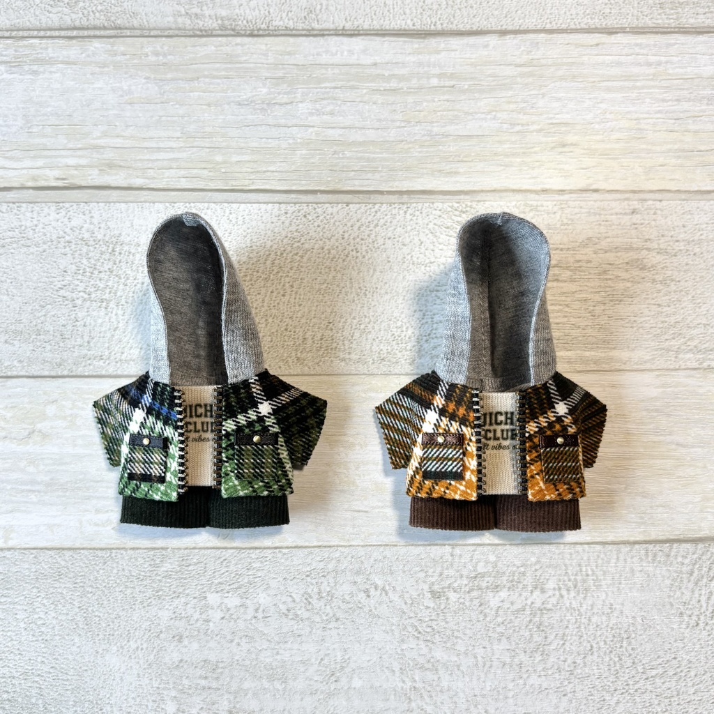 ぬい服 コーデュロイパーカーセット チェック