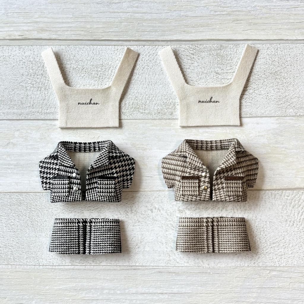 ぬい服 冬ジャケットセットアップ グレンチェック