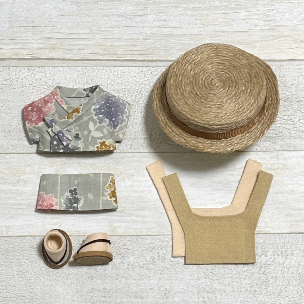 【再販】ぬい服 甚平セット 紫陽花
