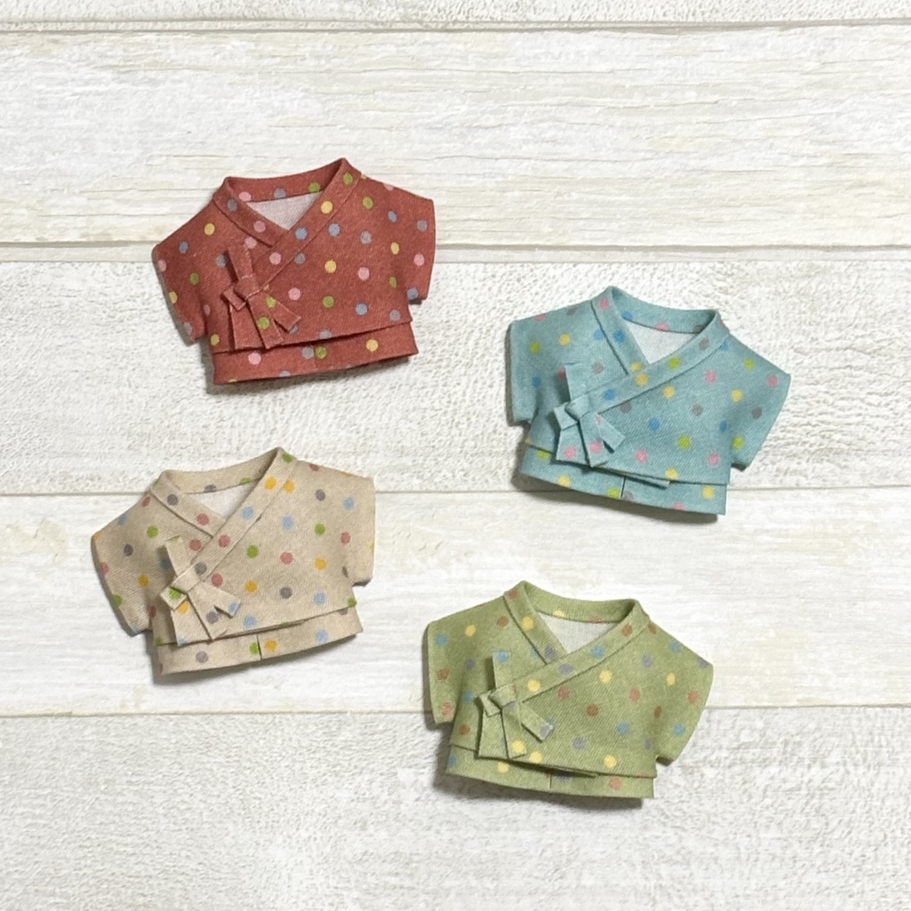 【再販】ぬい服 甚平セット 水玉カラー