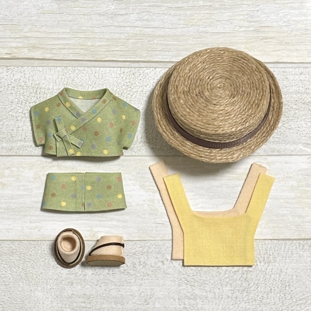 【再販】ぬい服 甚平セット 水玉カラー