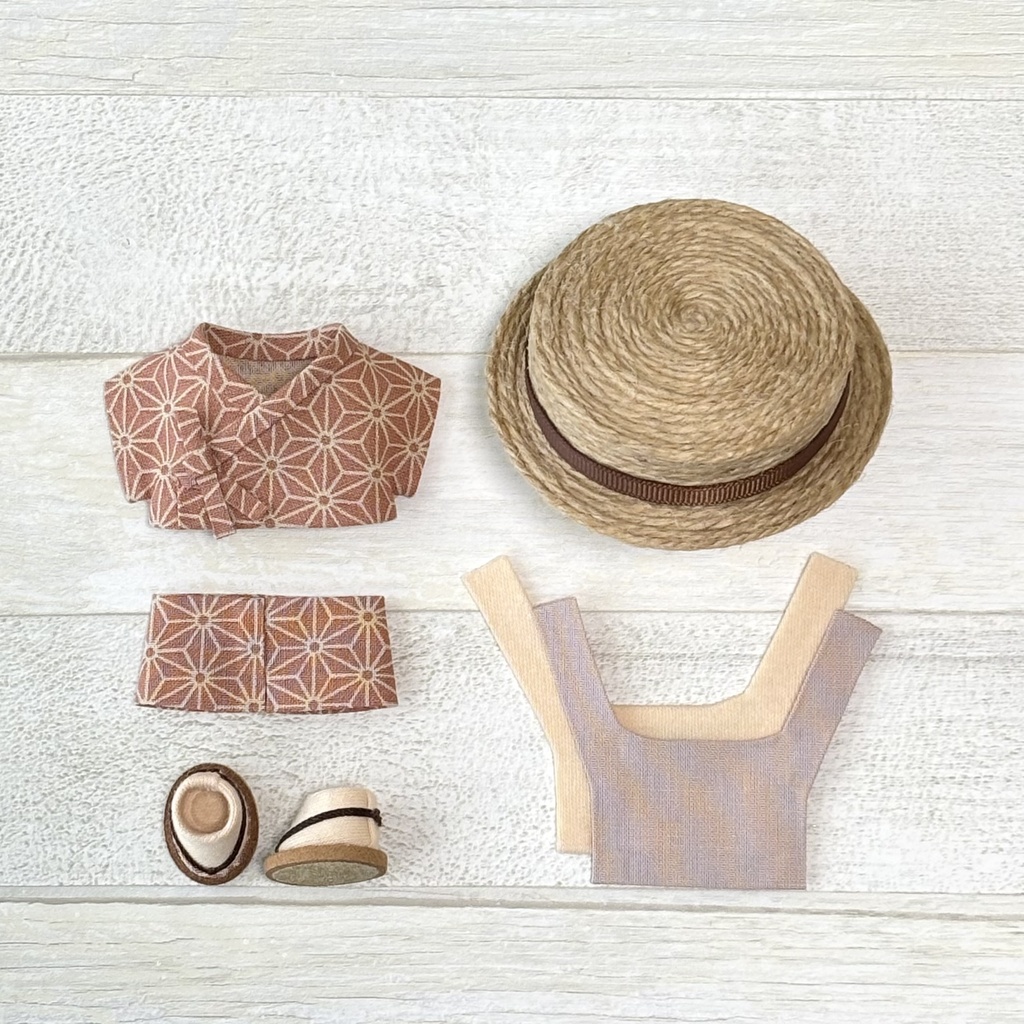 【再販】ぬい服 甚平セット 麻の葉