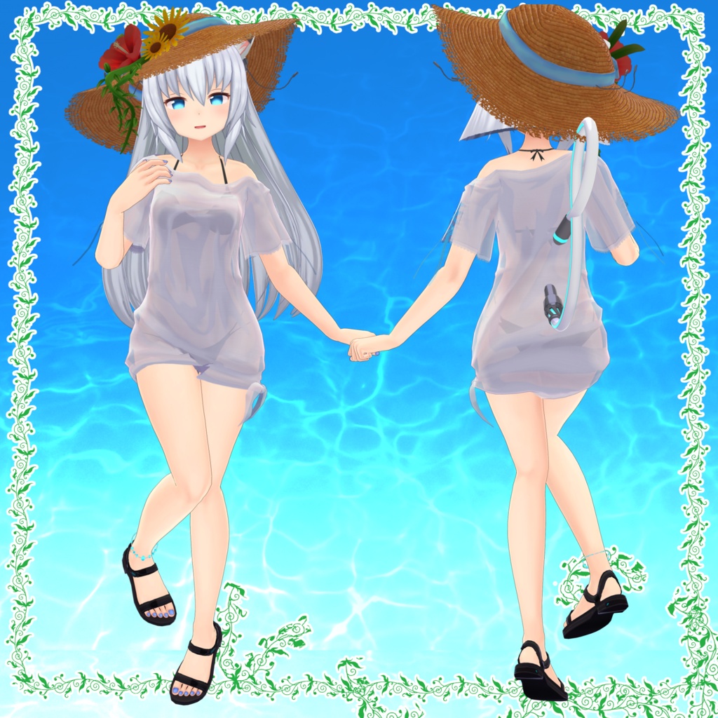 「ますきゃっとぷらす対応」南国の透けTシャツ