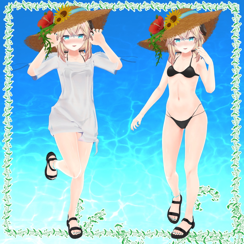 「9アバター対応衣装」南国の透けTシャツ