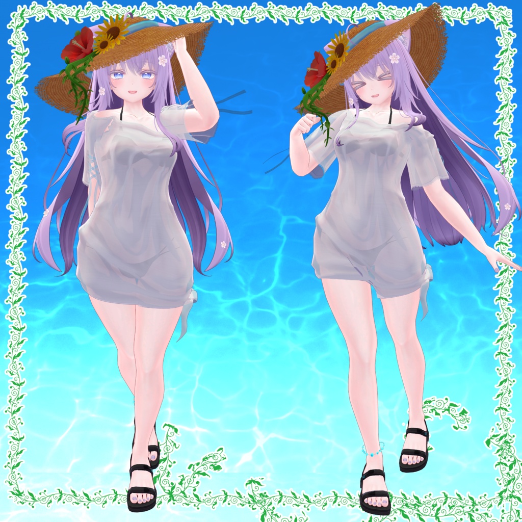 「9アバター対応衣装」南国の透けTシャツ