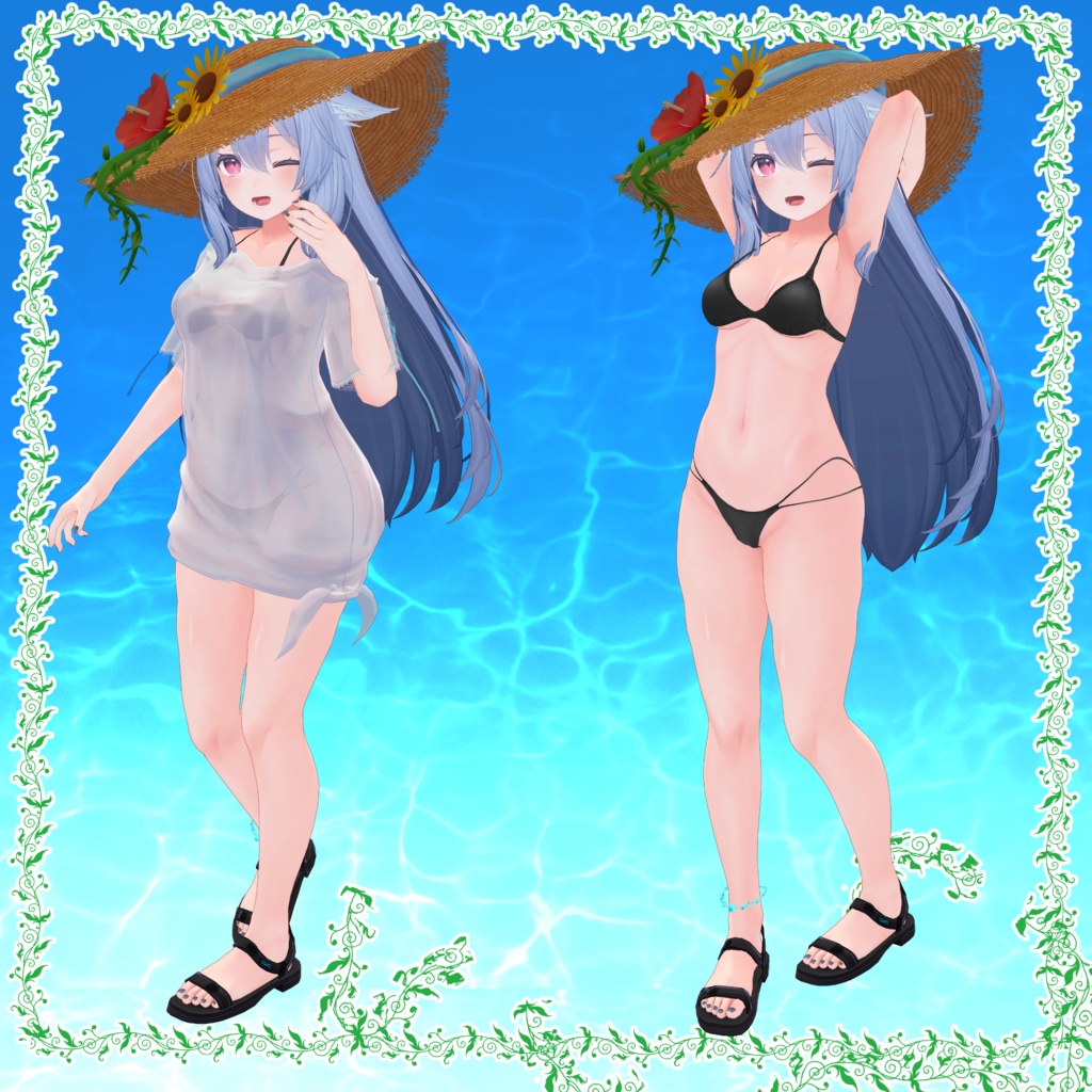 「9アバター対応衣装」南国の透けTシャツ