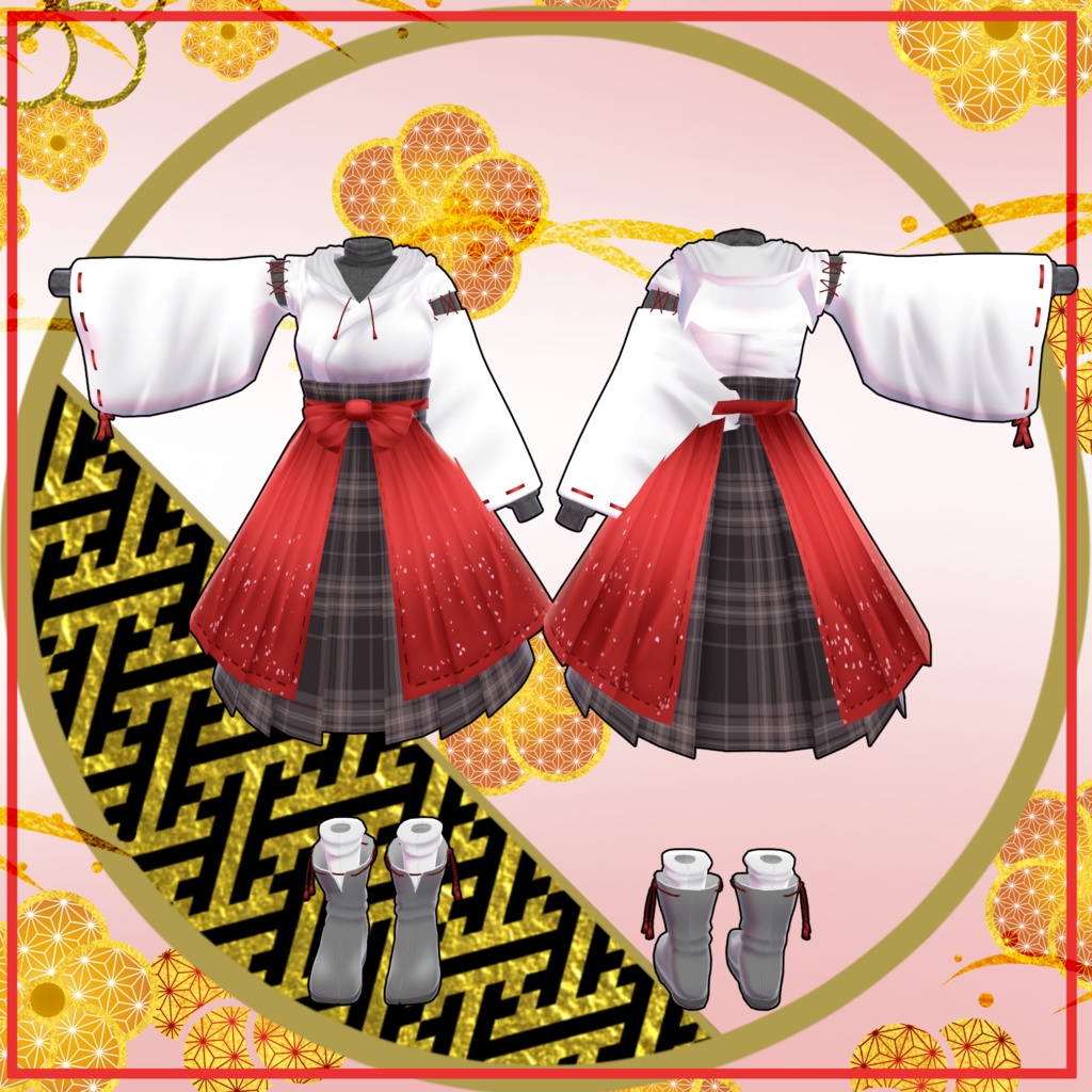 「多数アバター対応」緋袴パーカー