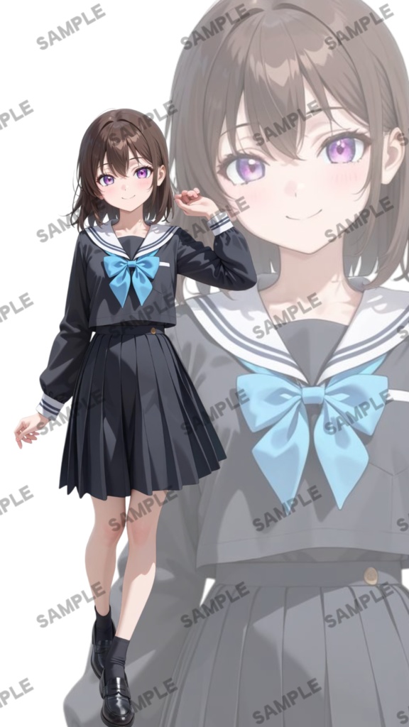立ち絵素材57 黒セーラー服の学生
