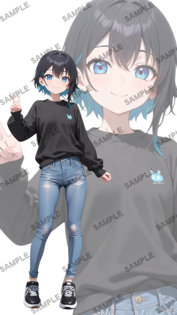 立ち絵素材62 ジーパンのお姉さん