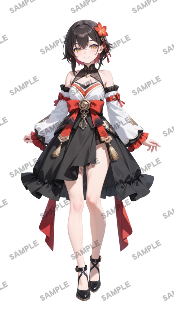 立ち絵素材66 和風の花飾り