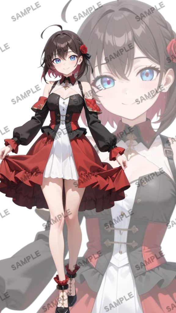 立ち絵素材72 赤花のドレス