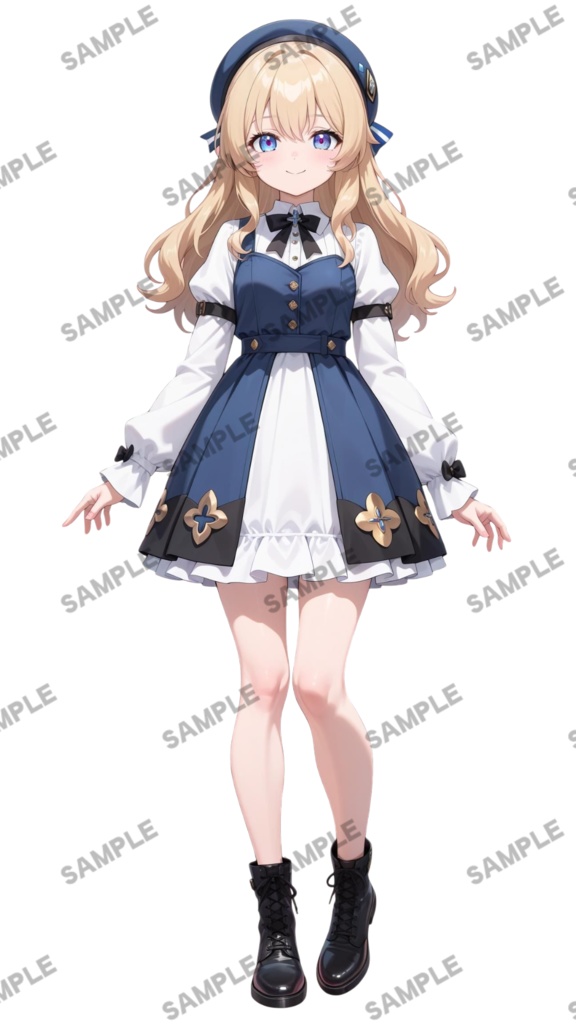 立ち絵素材77 青色のベレー帽の女の子