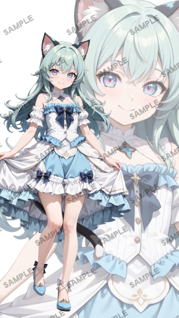 立ち絵素材107 翡翠色の猫耳乙女