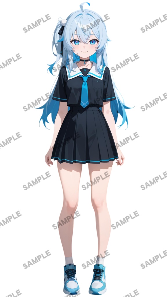 立ち絵素材113 水色のサイドテールの女の子