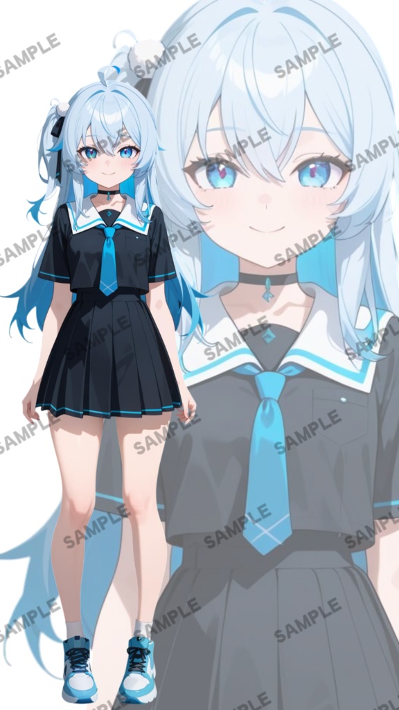 立ち絵素材113 水色のサイドテールの女の子