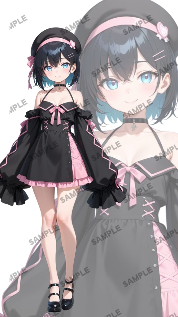 【1点限定 キャラクター IRIAM動作確認済み】立ち絵素材158 白と黒の女の子