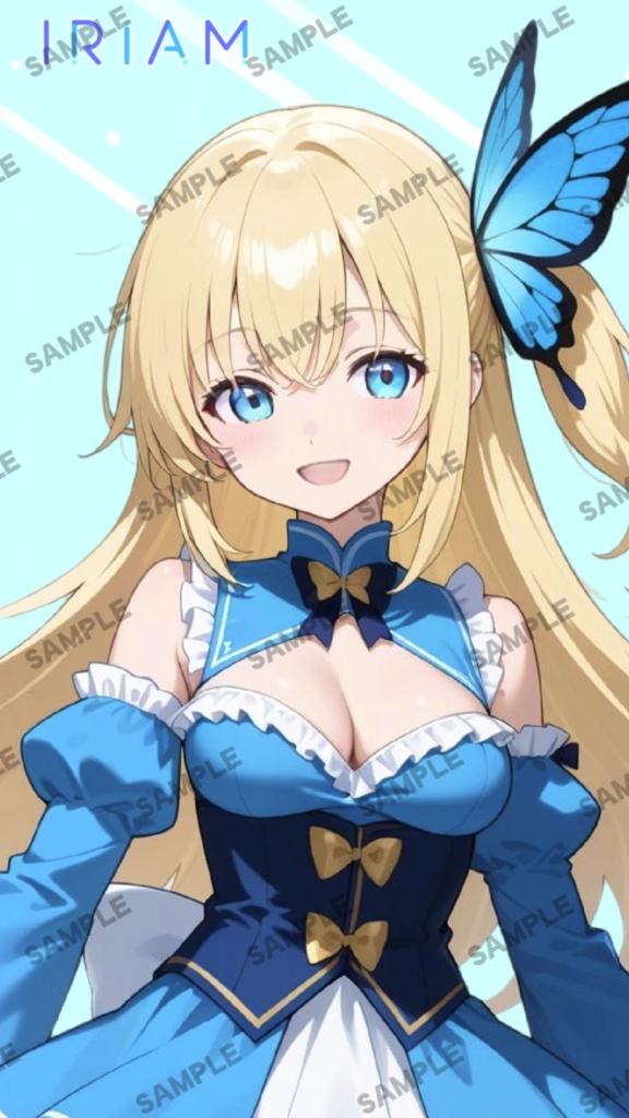 【1点限定 キャラクター IRIAM動作確認済み】立ち絵素材164 碧蝶の金髪の女の子
